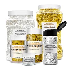 BAKELL Edible Glitter Shapes | Vegan Silver Star Edible Shimmer Shapes | KOSHER Certified | Halal Certified | 100% Edible & Food Grade | Cakes, Cupcakes, Decoration (Silver Star, 20g)