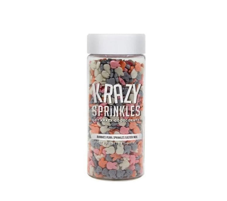 Pearl Easter Bunnies Shaped Sprinkles (1/2 Cup, 1x Jar) Candy Decor for Cakes & Baking by Krazy Sprinkles