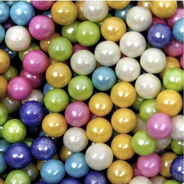Rainbow Pearl 8mm Beads Edible Sprinkles - 1/2 Cup