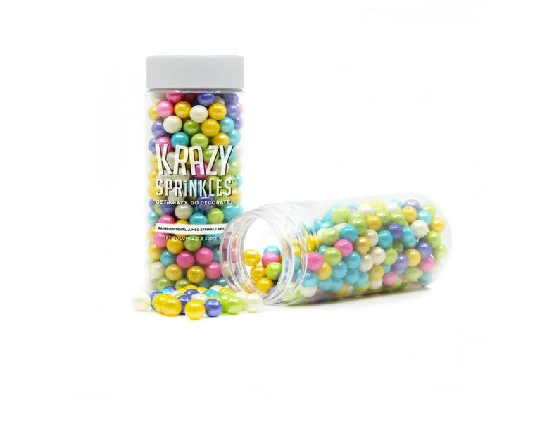 Rainbow Pearl 8mm Beads Edible Sprinkles - 1/2 Cup