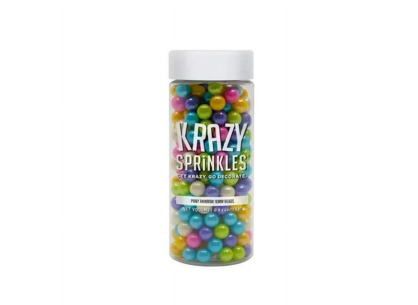 Rainbow Pearl 8mm Beads Edible Sprinkles - 1/2 Cup