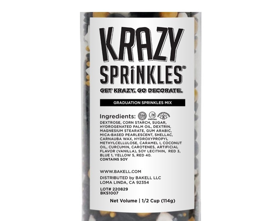 Graduation Sprinkles Mix (1/2 Cup) For Cake Decorating, Ice Cream, Cupcakes & Cookies by Krazy Sprinkles