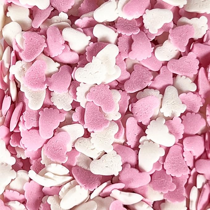 Krazy Sprinkles Pink Baby Feet Shapes (1/2 cup 1x Jar) | Brilliant Sprinkles for Memorable Events Baking & Decorating by Bakell