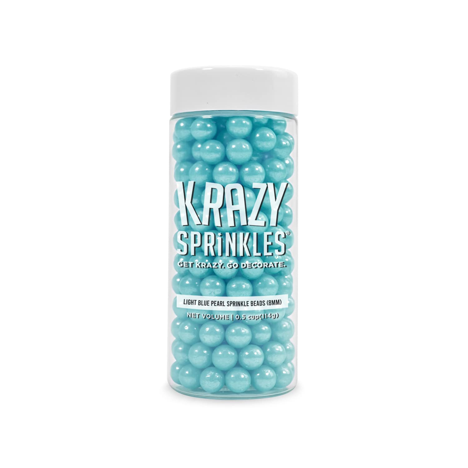 Krazy Sprinkles Light Blue Pearl 8mm Beads - (1/2 cup 1x Jar) | Sprinkles for Baking & Decorating by Bakell
