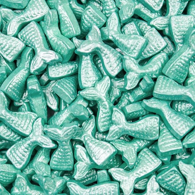 Krazy Sprinkles Teal Mermaid Tail Animal Shapes (1/2 cup 1x Jar) | Exceptional Sprinkles for Imaginative Baking & Decorating by Bakell