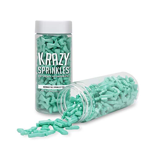 Krazy Sprinkles Teal Mermaid Tail Animal Shapes (1/2 cup 1x Jar) | Exceptional Sprinkles for Imaginative Baking & Decorating by Bakell