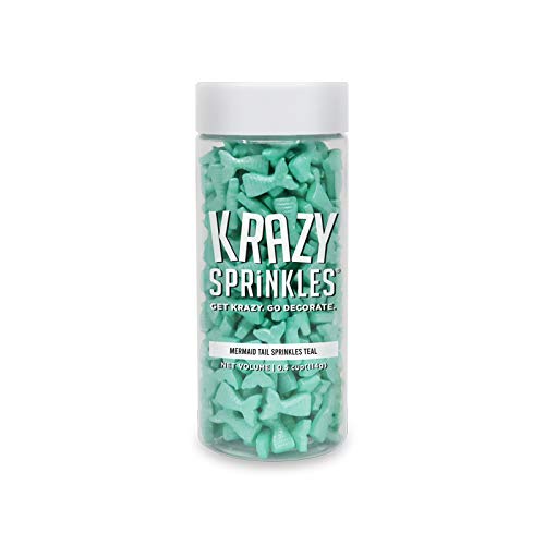 Krazy Sprinkles Teal Mermaid Tail Animal Shapes (1/2 cup 1x Jar) | Exceptional Sprinkles for Imaginative Baking & Decorating by Bakell