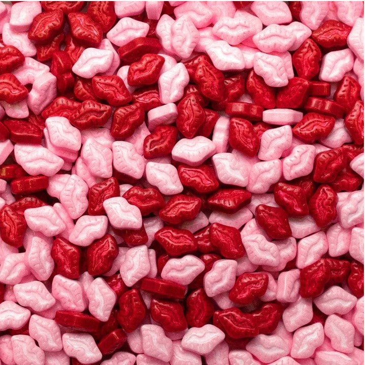Red and Pink Lips Shaped Sprinkles (1/2 Cup, 1x Jar) Candy Decor for Cakes & Baking by Krazy Sprinkles