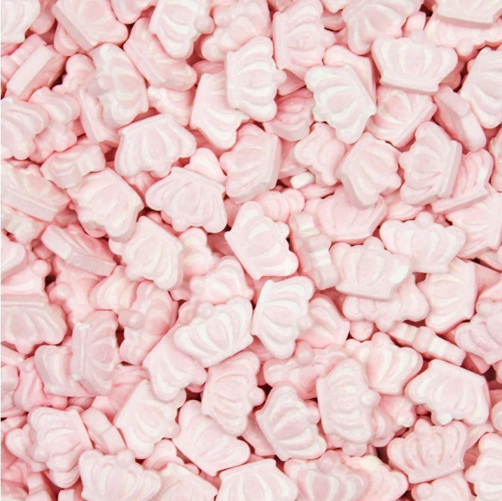 Pink Princess Crown Shaped Sprinkles (1/2 Cup, 1x Jar) Candy Decor for Cakes & Baking by Krazy Sprinkles
