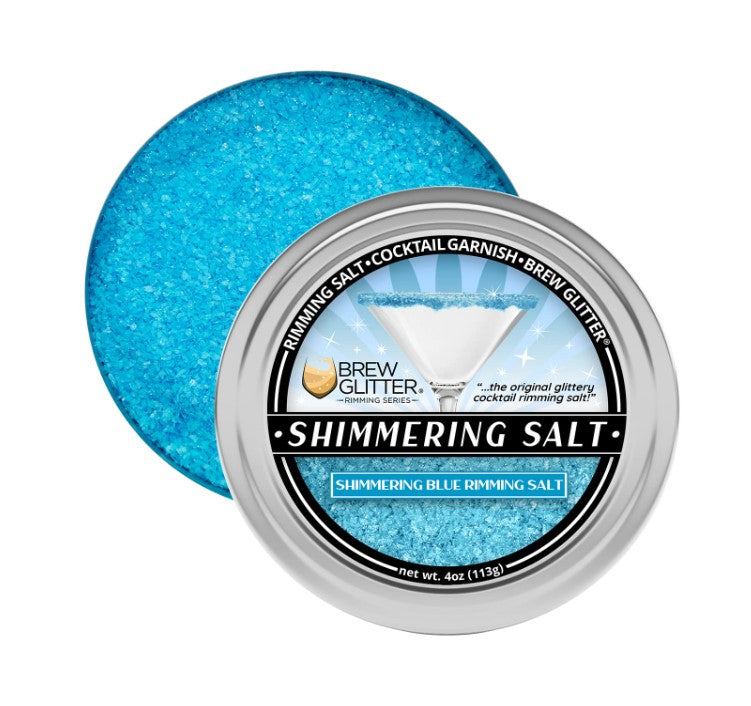Brew Glitter - Shimmering Blue Rimming Salt (4oz, 1x Bar Tin) Edible Glitter Blended Cocktail Garnish for Mixed Drinks and Beverages