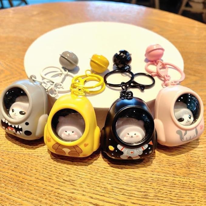 Cute Bag Small Night Light Keychains Kawaii Bags Cat Light Key Chain Astronaut keychain Car Bag Pendant (Pack of 1)