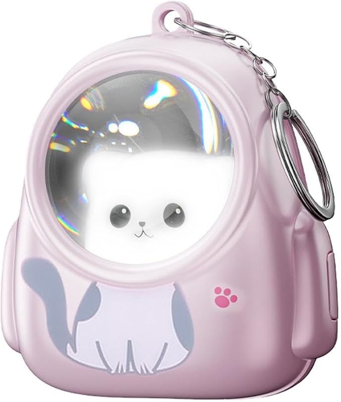 Cute Bag Small Night Light Keychains Kawaii Bags Cat Light Key Chain Astronaut keychain Car Bag Pendant (Pack of 1)
