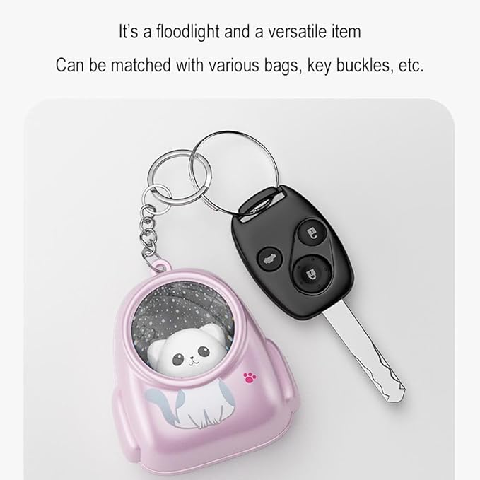 Cute Bag Small Night Light Keychains Kawaii Bags Cat Light Key Chain Astronaut keychain Car Bag Pendant (Pack of 1)