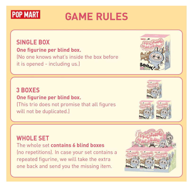 POP MART The Monsters - Tasty Macarons Vinyl Face Blind Box, Random Design Action Figures Collectible Toys Home Decorations, Single Box