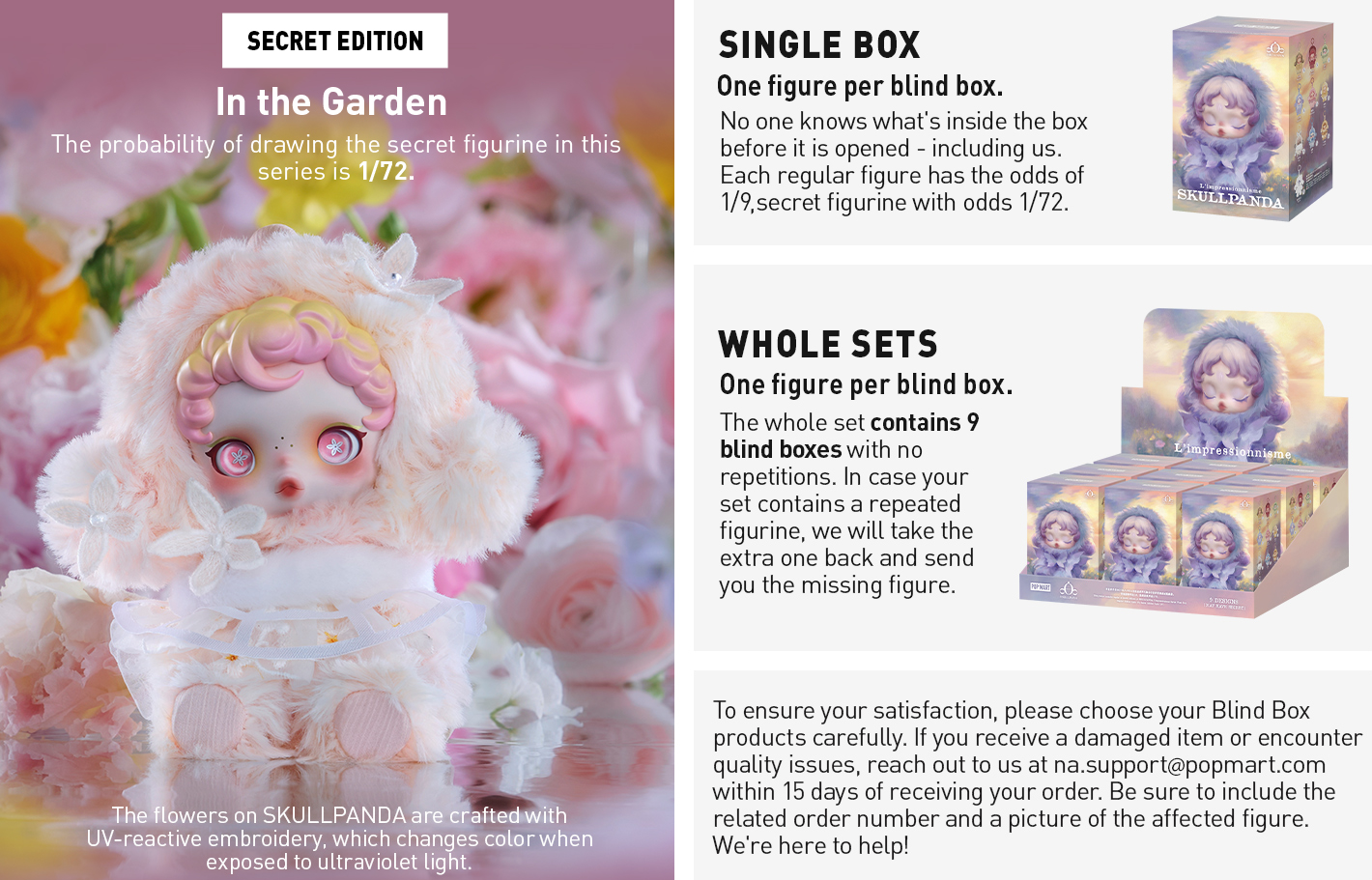POP MART SKULLPANDA L’impressionnisme Series Plush Doll Blind Box Figures, Random Design Action Figures Collectible Toys Home Decorations, Holiday Birthday Gifts for Girls and Boys, Single Box