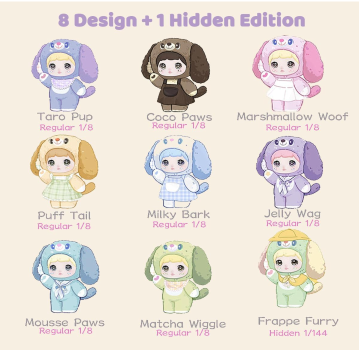 Nommi V5 Puppy Diary Series Plush Blind Box 1PC (1 of 9 Possible Styles) Cute Figures Collectible Toys Birthday Gifts