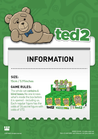 POP MART Gong Ted 2 Series Confirmed Keychain Plush Figure Toys Dolls Decor