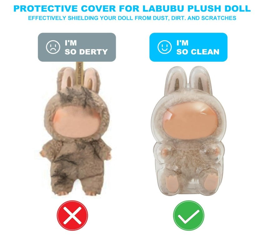Protective Case for LABUBU, Clear Display Case with Keychain, (Doll Excluded, 1PCS Style B Sitting)