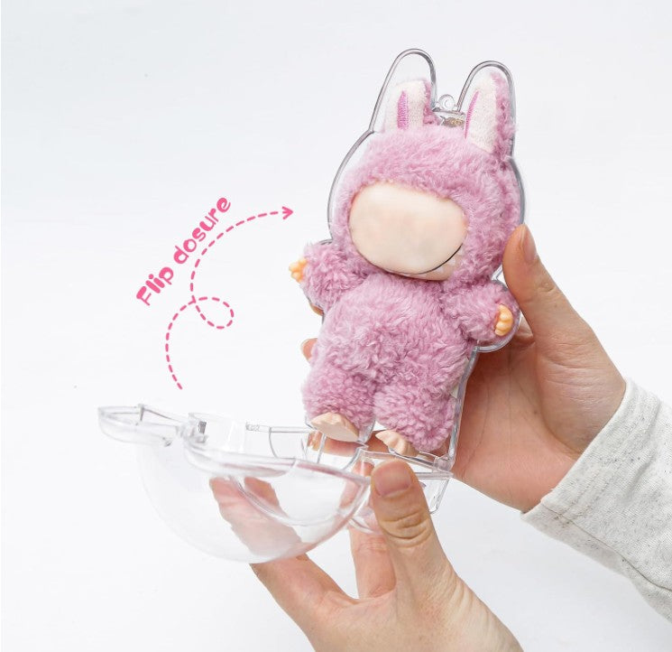 Protective Case for LABUBU, Clear Display Case with Keychain, (Doll Excluded, 1PCS Style A Standing)