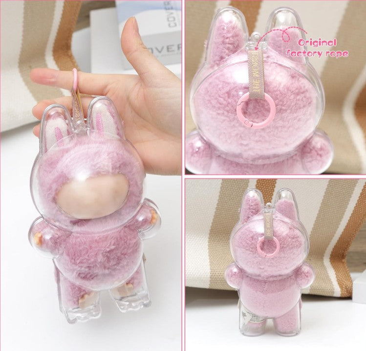 Protective Case for LABUBU, Clear Display Case with Keychain, (Doll Excluded, 1PCS Style A Standing)